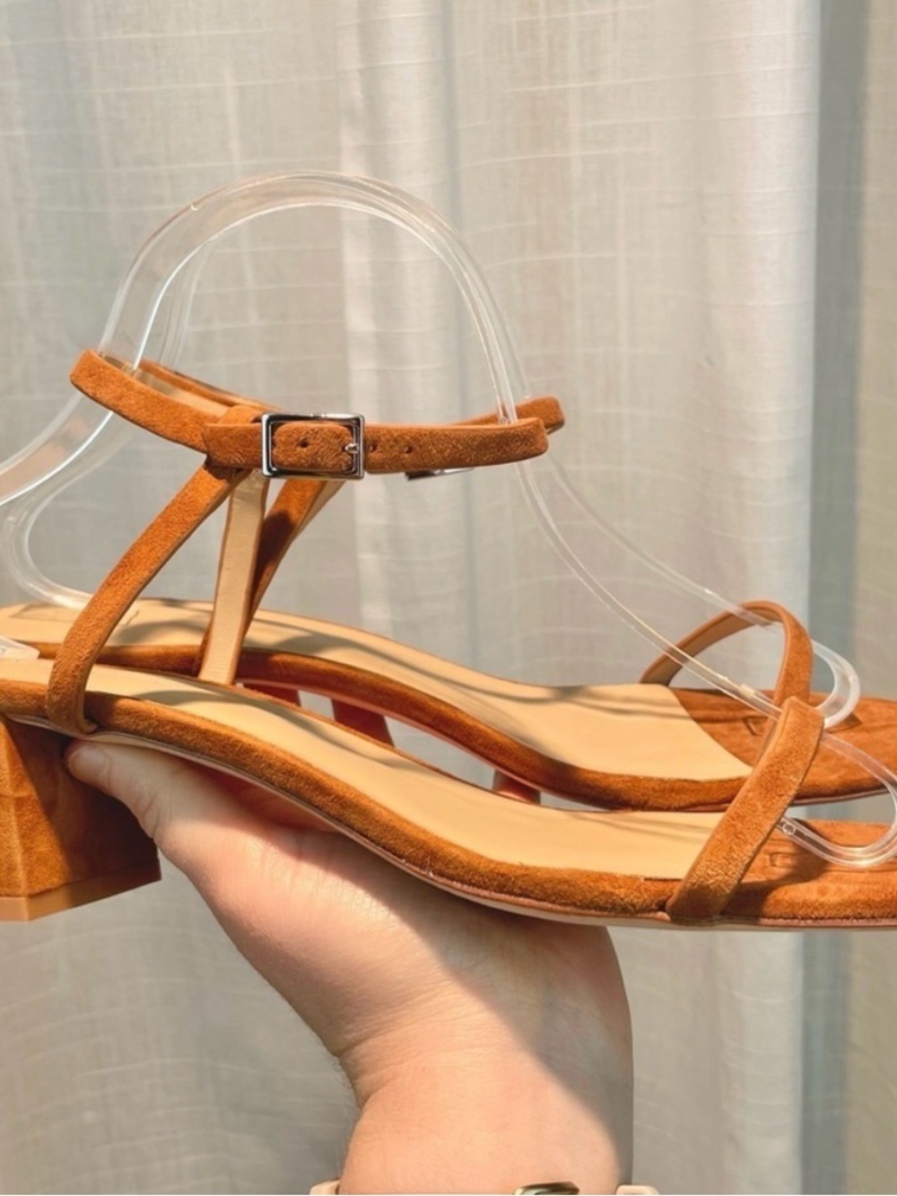 Reformation Women's 9.5 Mallory Brown Leather Suede Sandals Block Heel Strappy